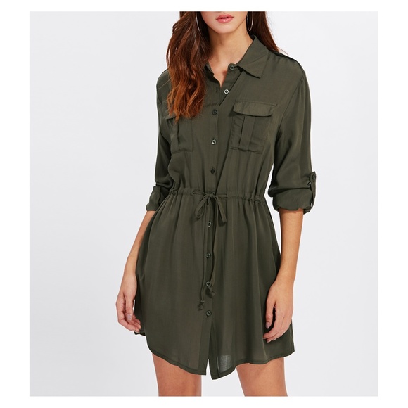 green button down dress